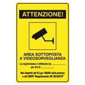 STICKER ADESIVO VIDEOSORVEGLIANZA 18x12 cm