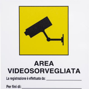 STICKER ADESIVO VIDEOSORVEGLIANZA 18x12 cm (sfondo bianco)