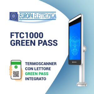 FTC1000-GREEN PASS - CONTROLLO ACCESSI CON RICONOSCIMENTO FACCIALE, MASCHERINA, TEMPERATURA E GREEN PASS