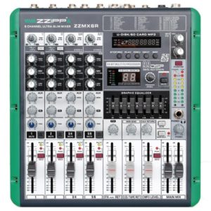 ZZMX6R - ZZIPP - MIXER 6 CANALI CON LETTORE MP3 E FUNZIONE DI REGISTRAZIONE
